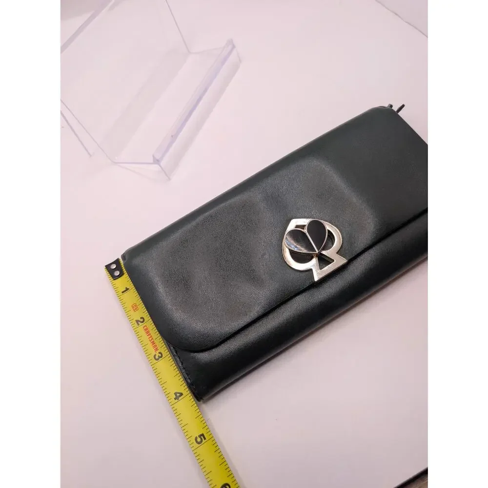 Authentic Kate Spade Black Twist Lock Trifold Wallet